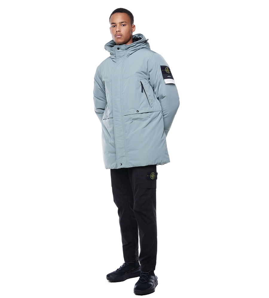 Hooded Midi Padded Jacket Blue