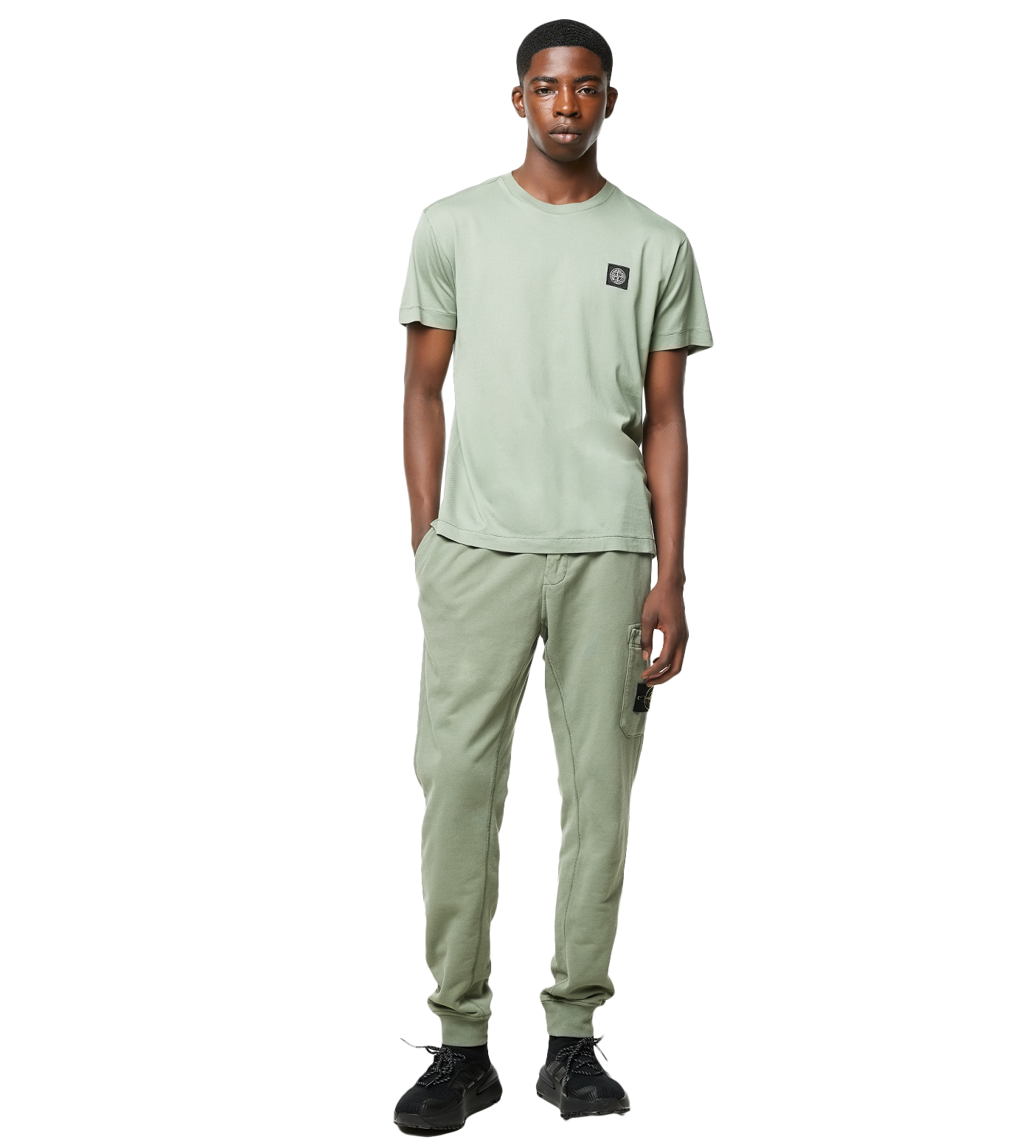 Compass-patch Cargo Sweat Pants Light Green