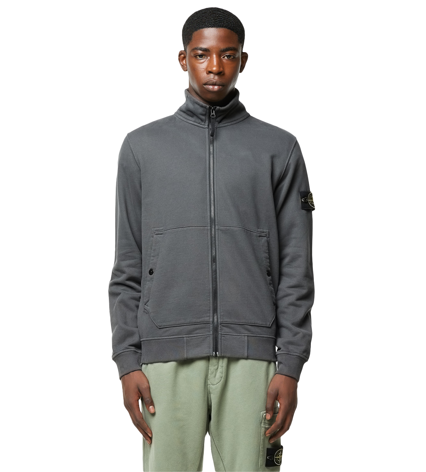 Compass Badge Zipped Sweatshirt Grey