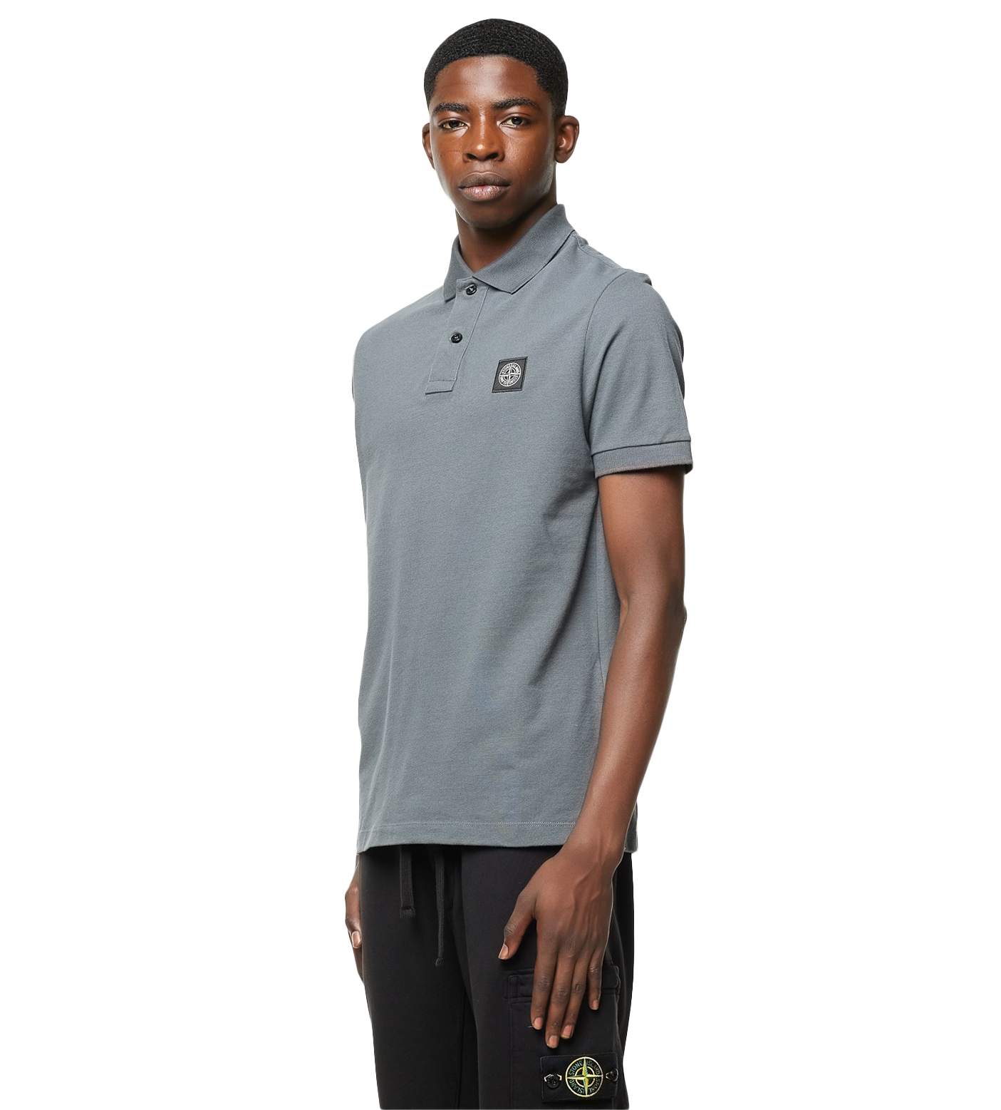 Compass Badge Polo Shirt Grey