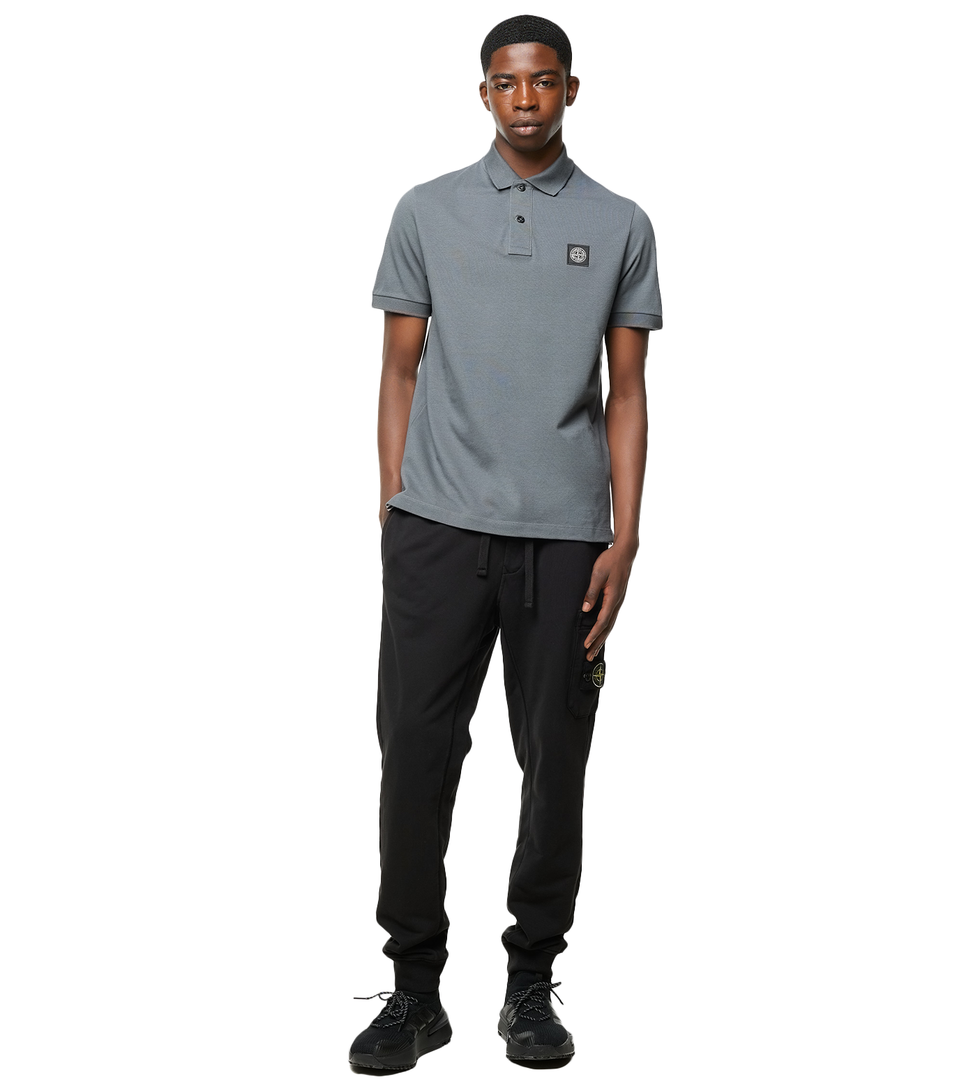 Compass Badge Polo Shirt Grey