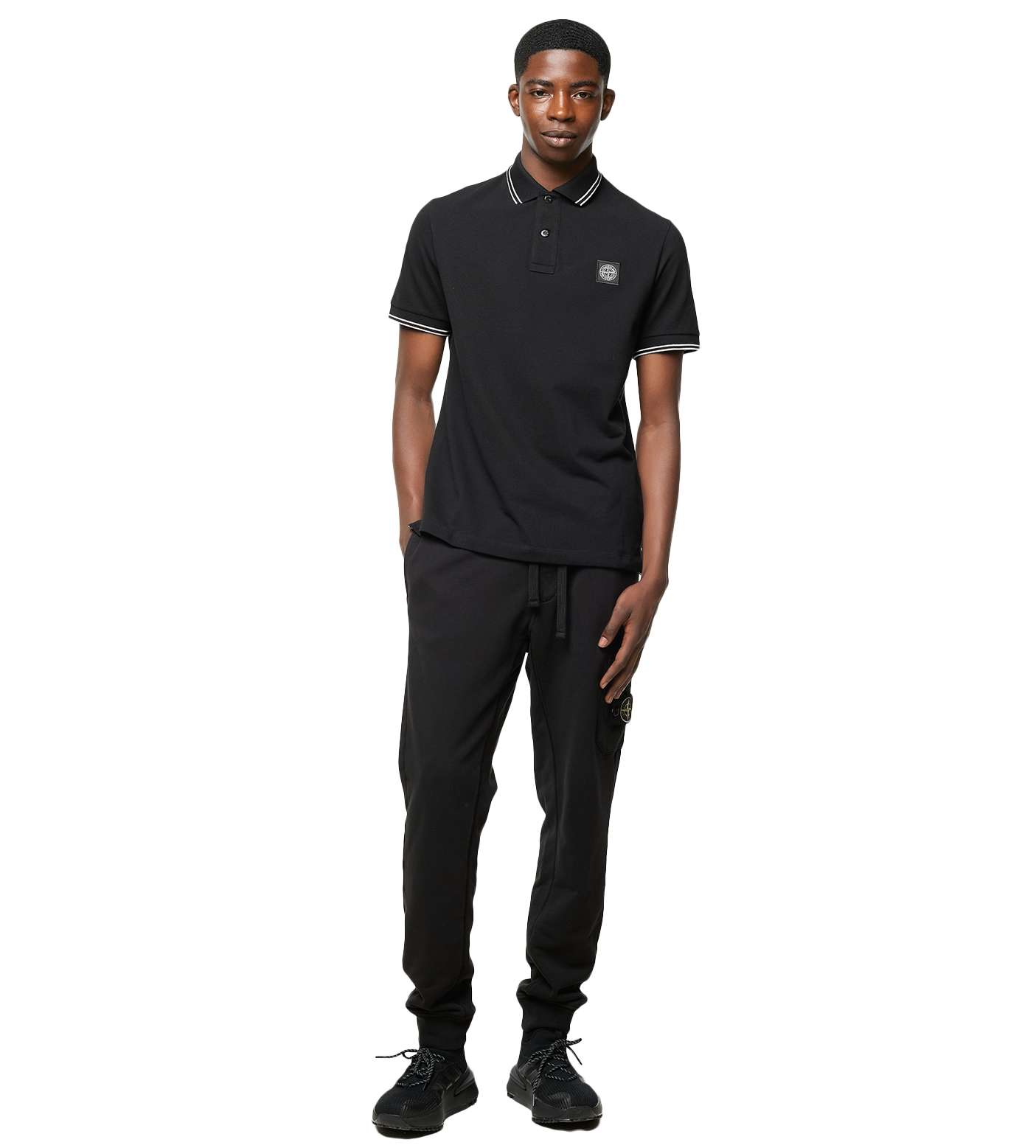 Compass Badge Polo Shirt Black