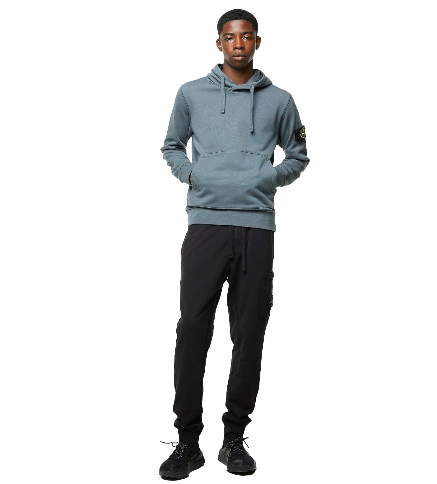 Compass-patch Pullover Hoodie Grey