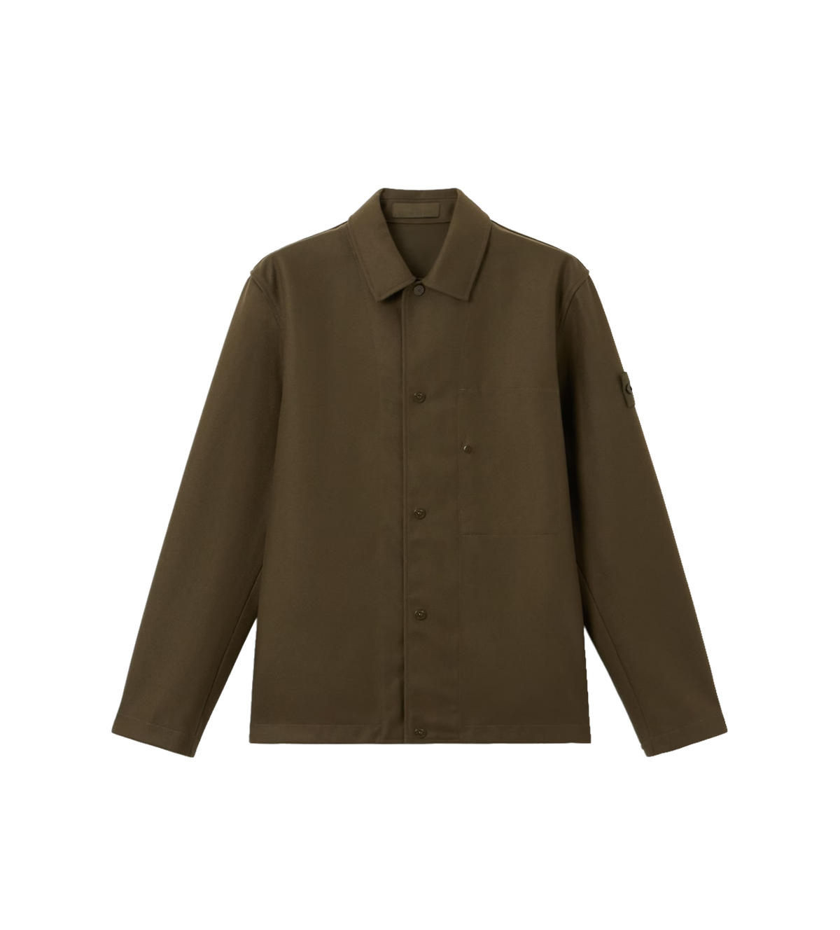 Wool-Nylon Flannel Overshirt Military Green