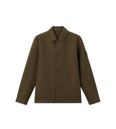 Wool-Nylon Flannel Overshirt Military Green