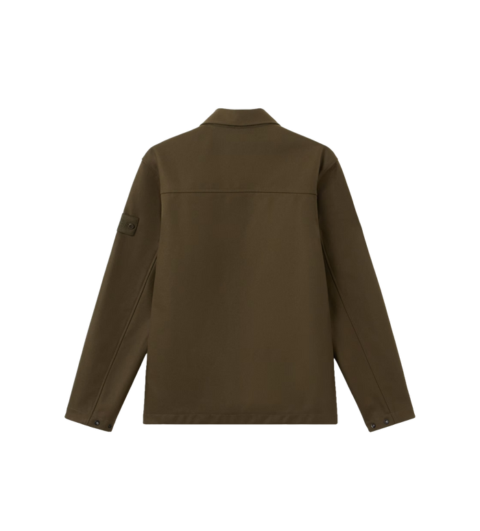 Wool-Nylon Flannel Overshirt Military Green