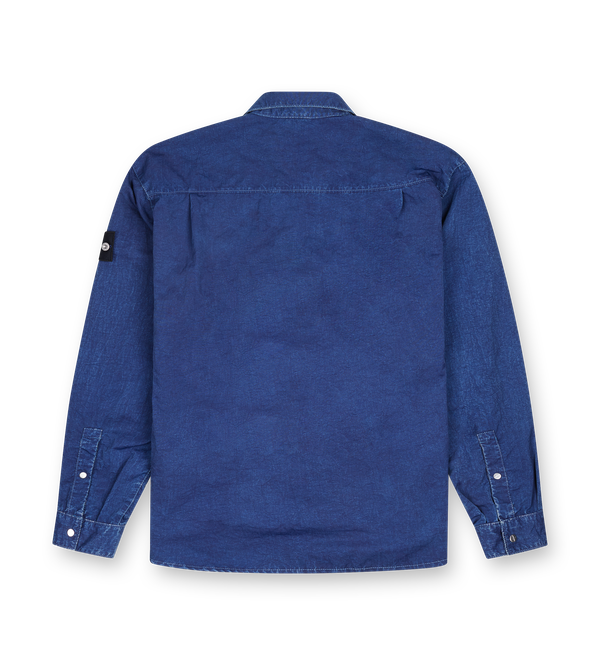 Indigo-overshirt voor heren van Stone Island, geverfd met Denim Research-badge