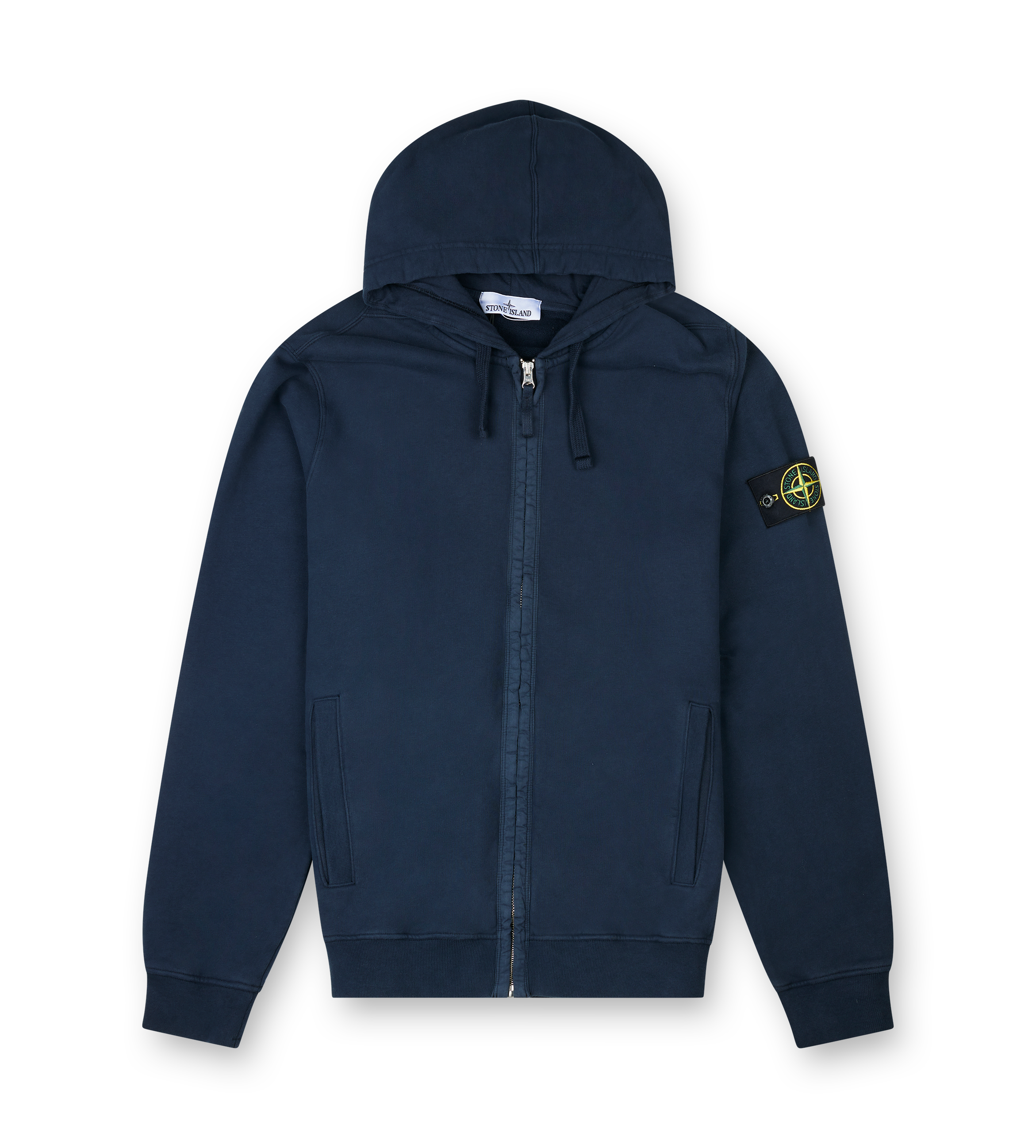 Stone Island Hooded Zip-Up Sweatshirt in Navy Blue