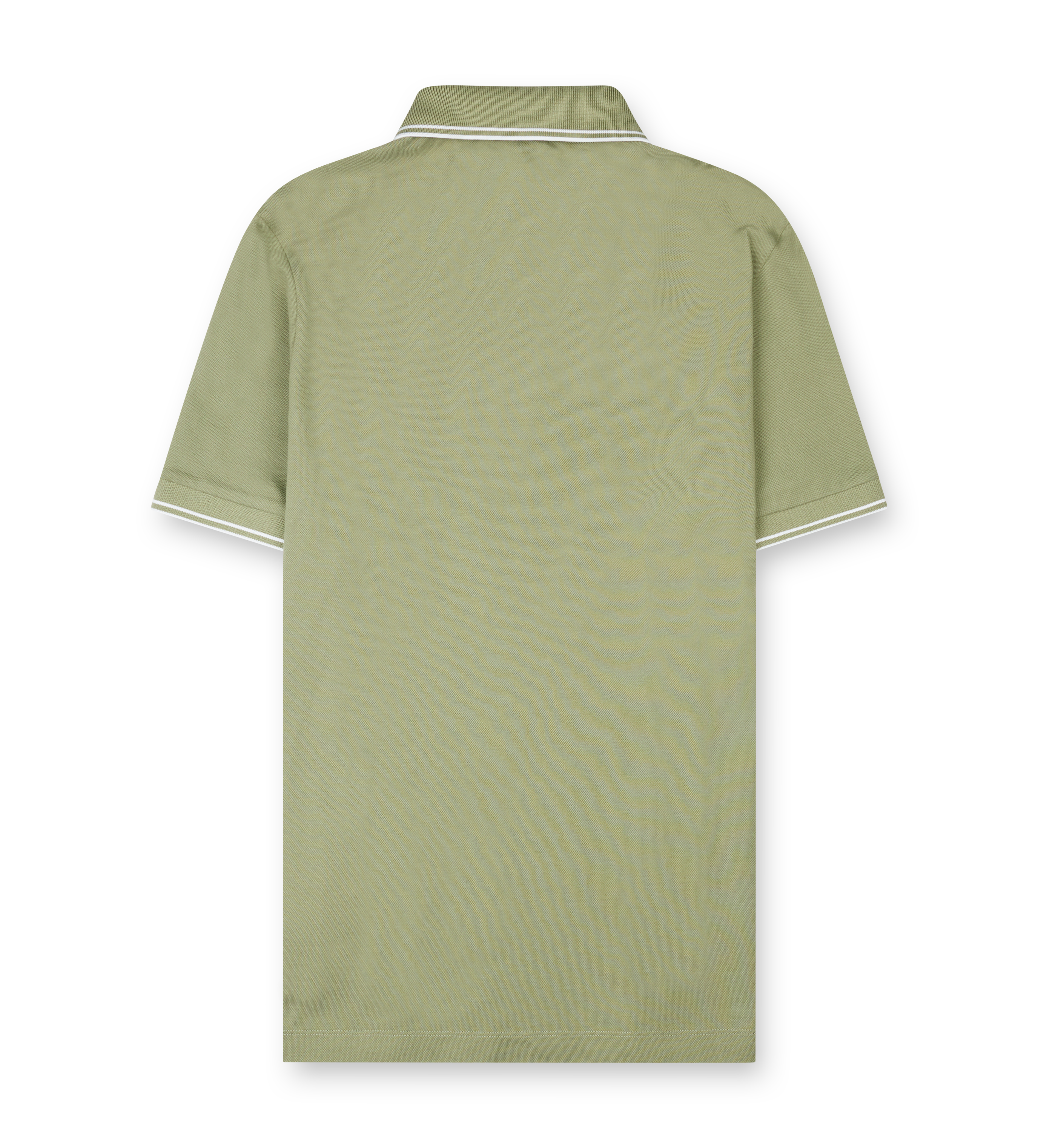 Stone Island slim-fit polo shirt in sage green with striped collar and Compass patch on chest