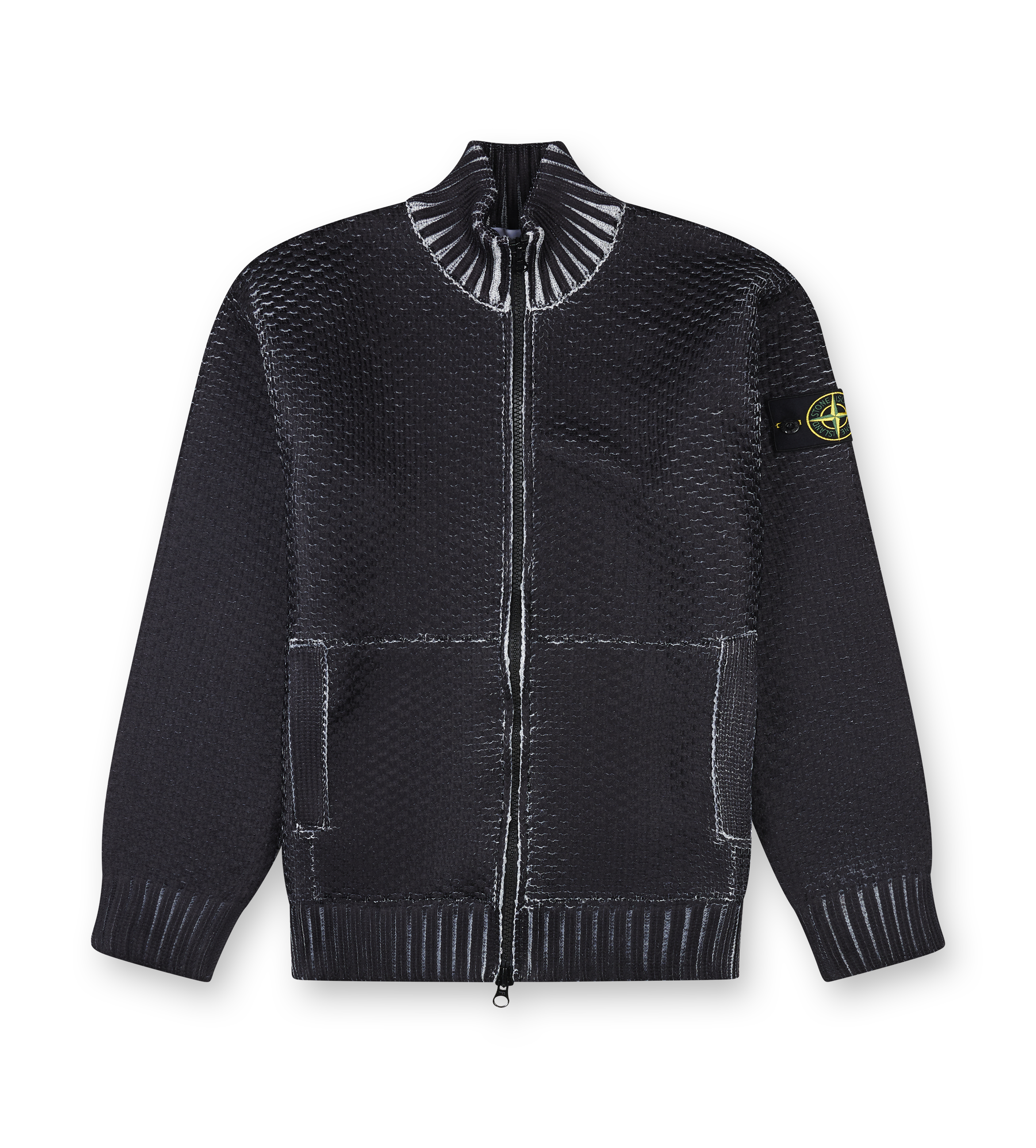Stone Island trui met rits in parelgrijs