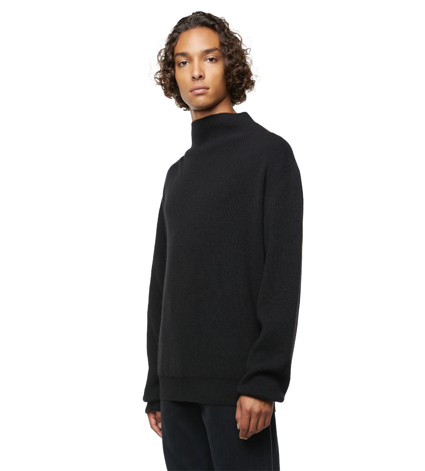 Daniel Ribbed Cashmere Rollneck Sweater Black
