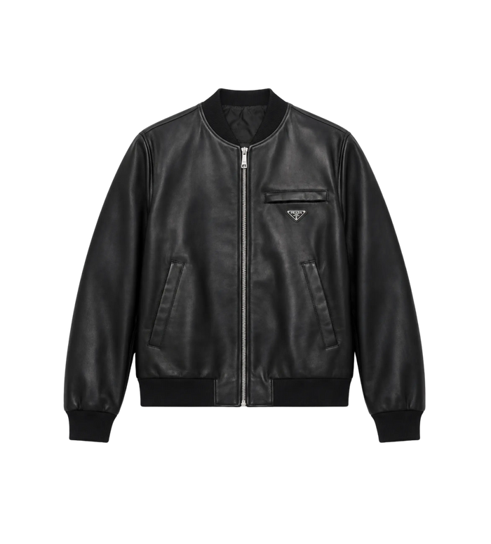 Reversible Nappa Leather Bomber Jacket Black