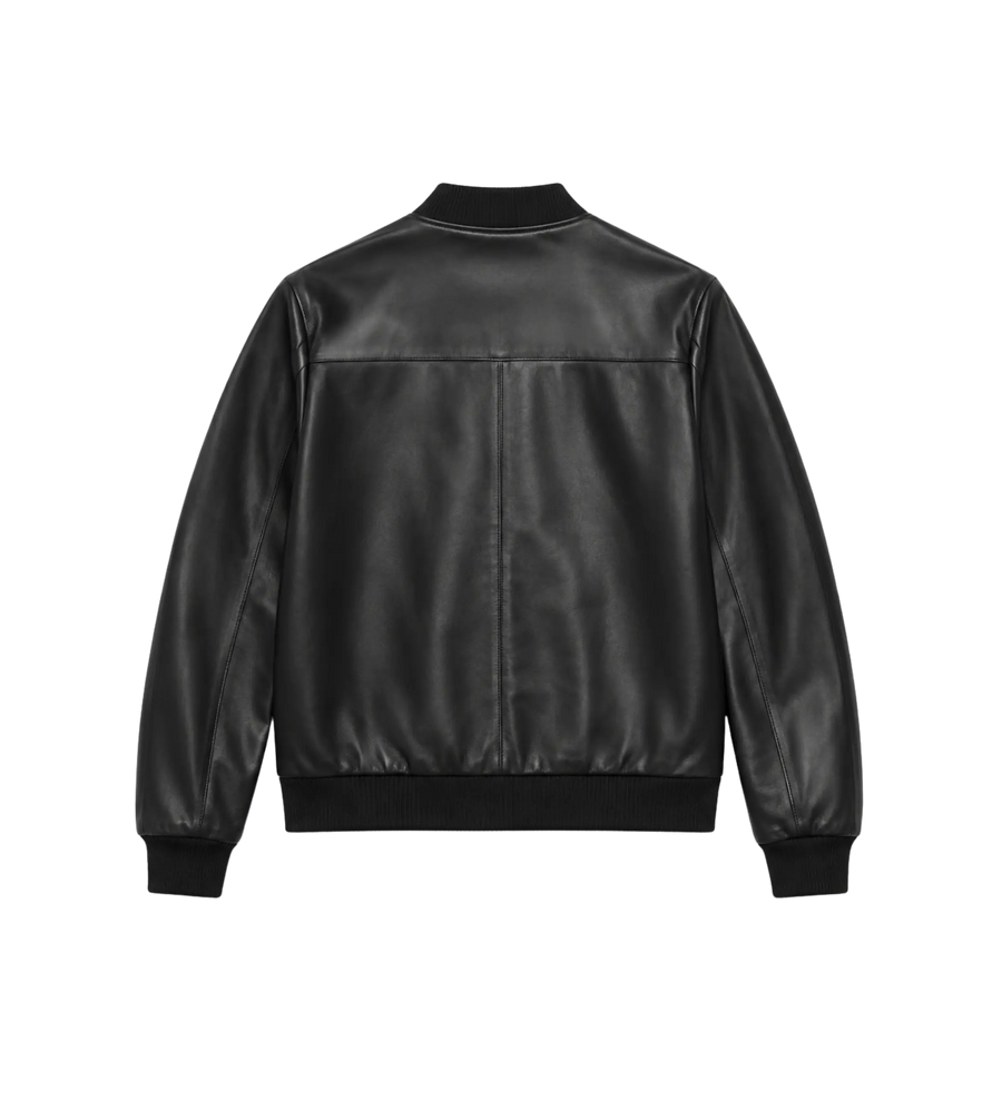 Reversible Nappa Leather Bomber Jacket Black