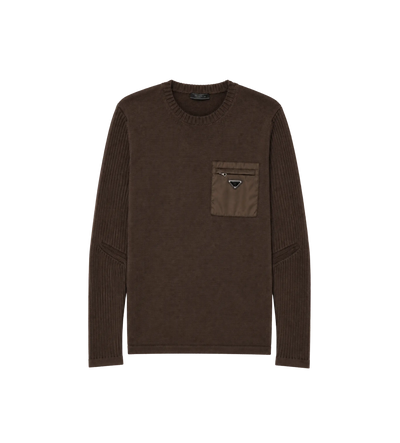 Re-Nylon Geribde Trui Bruin