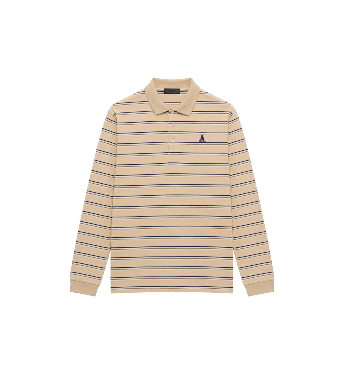 Gestreepte Katoenen Piqué Polo Marineblauw / Wit