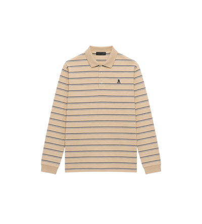 Gestreepte Katoenen Piqué Polo Marineblauw / Wit