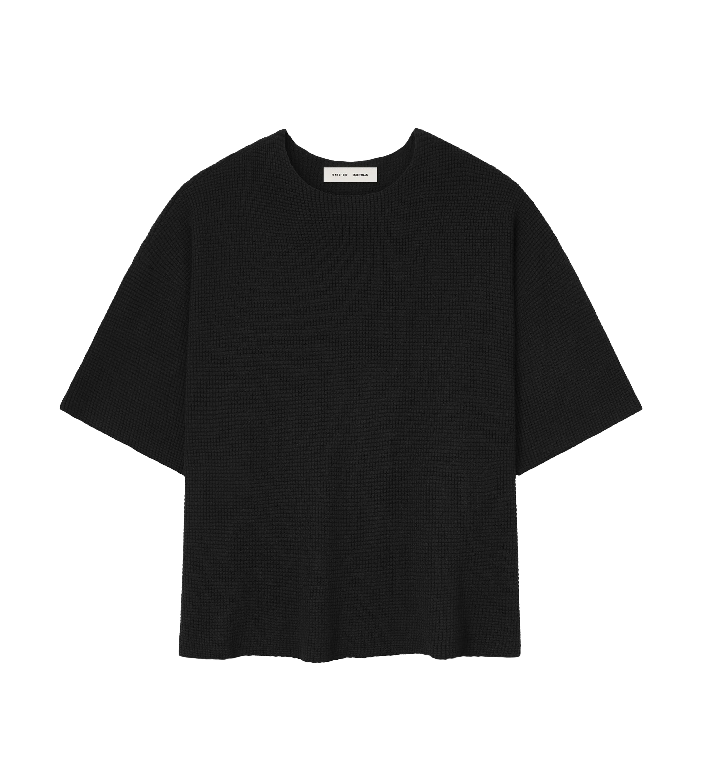 Fear of God ESSENTIALS Waffle Short Sleeve Sweater in Jet Black