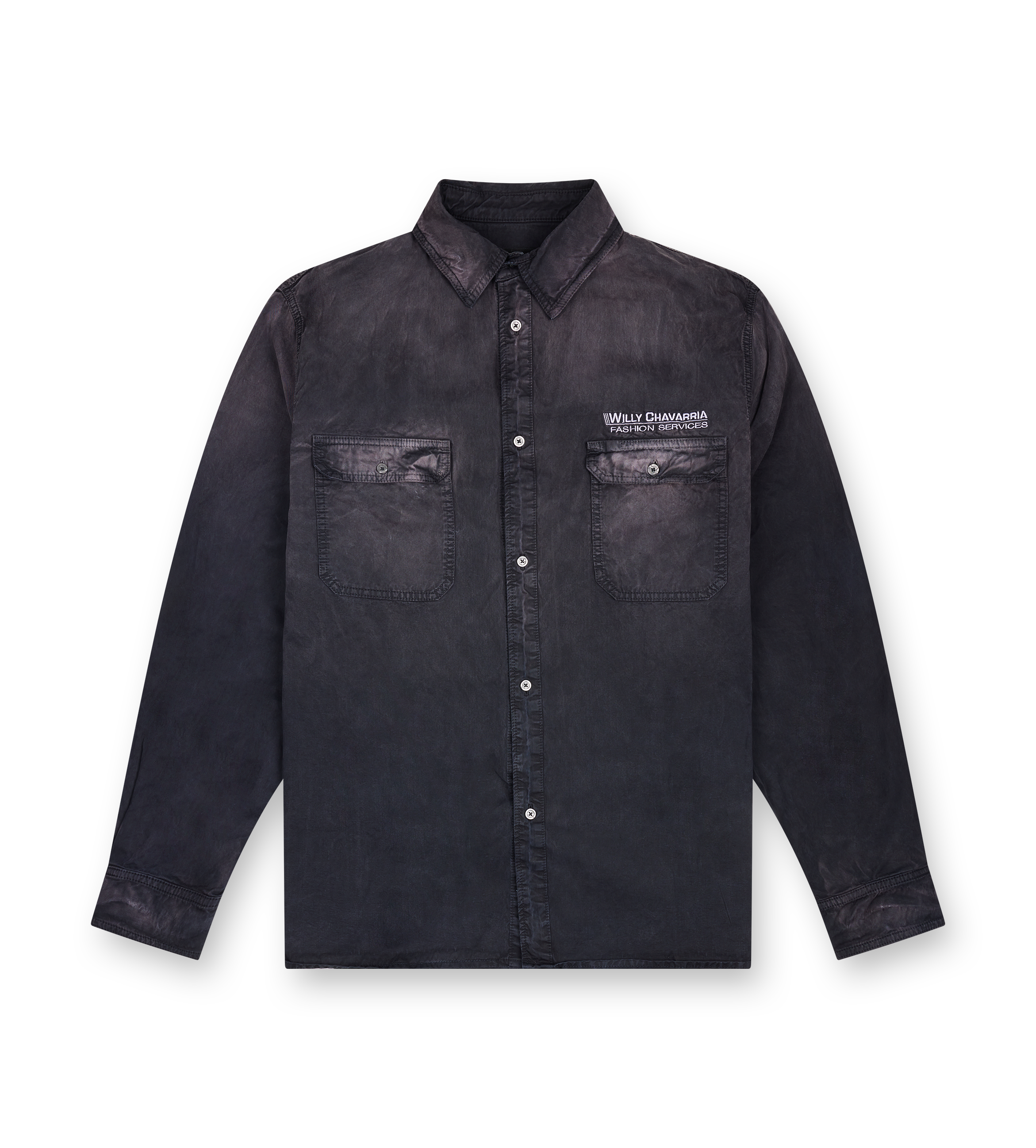 Willy Chavarria Corcoran L/S Shirt in Black front view