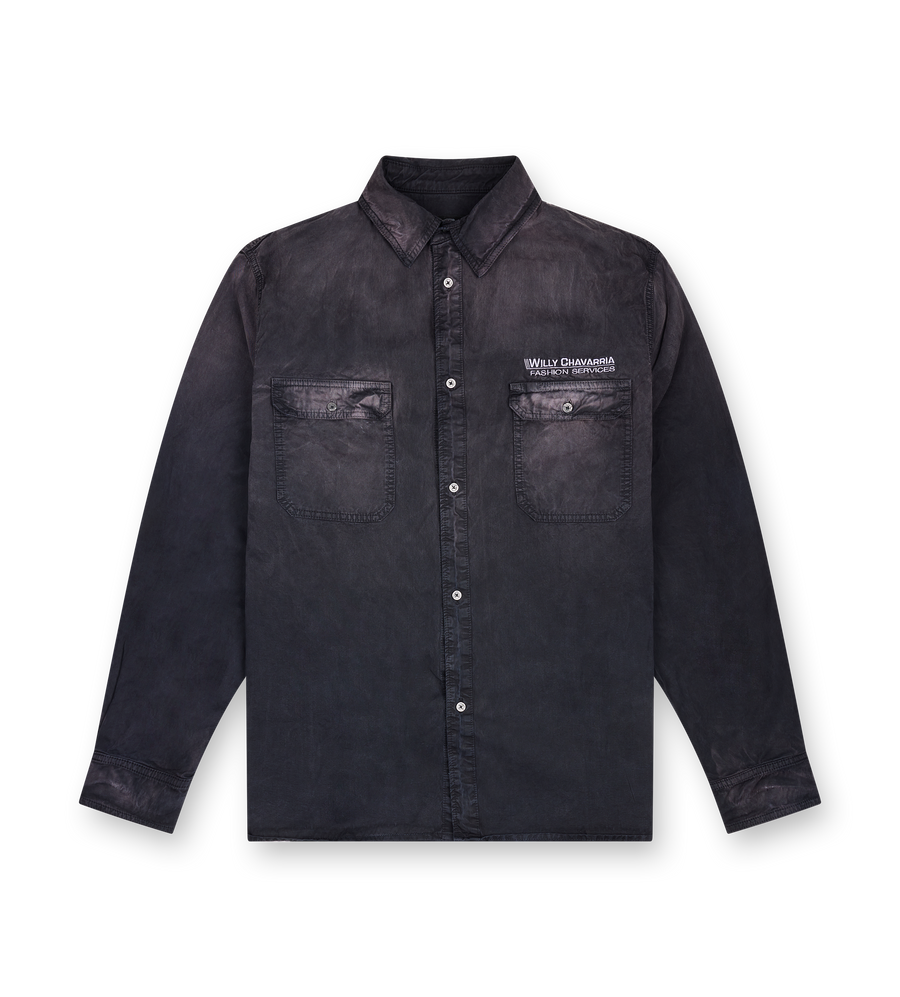 Willy Chavarria Corcoran L/S Shirt in Black front view