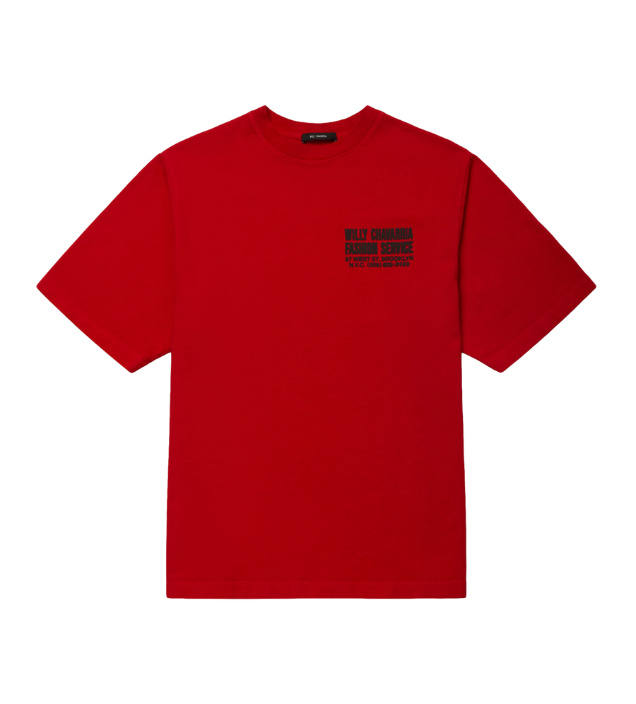 Willy Chavarria Fashion Services Standard Tee in Red Hot