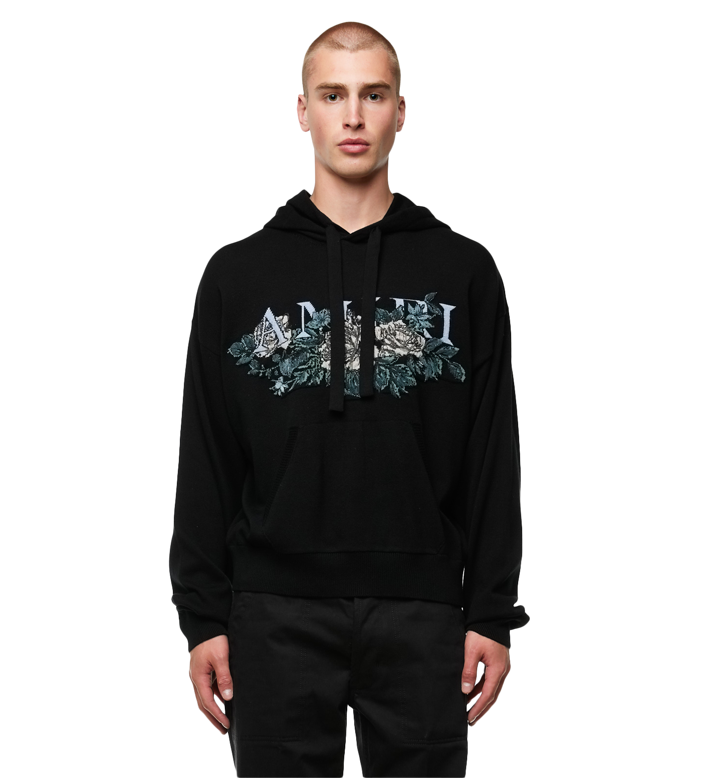 Floral Hoodie Black