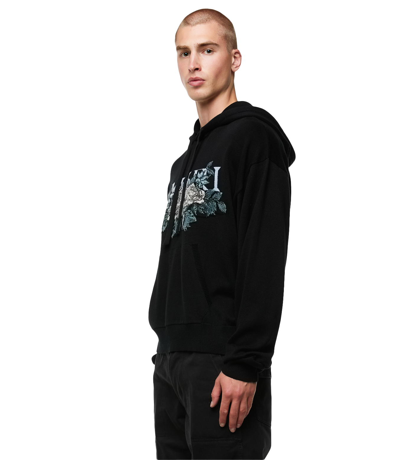 Floral Hoodie Black
