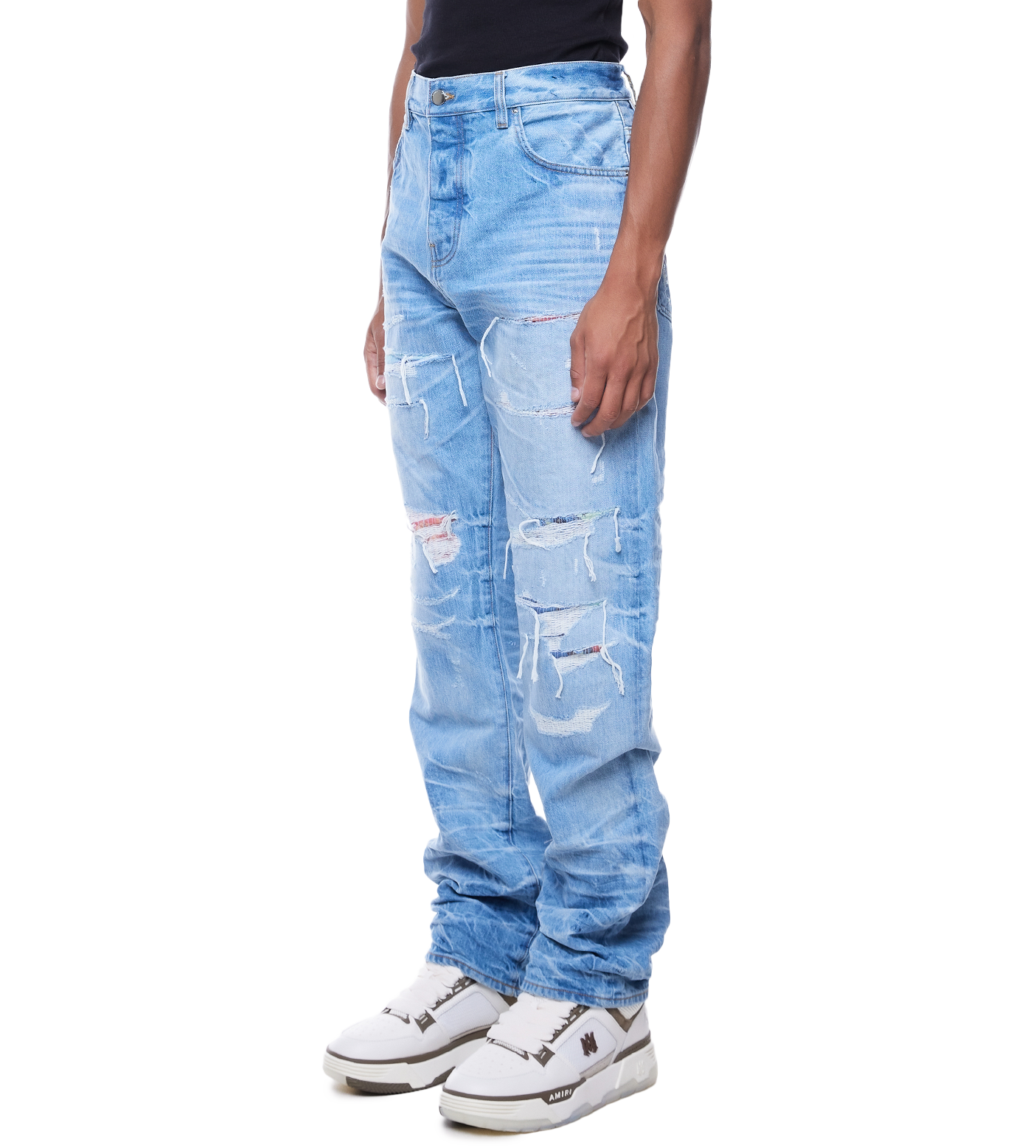 Distressed Lose-fit Jeans Faded Indigo