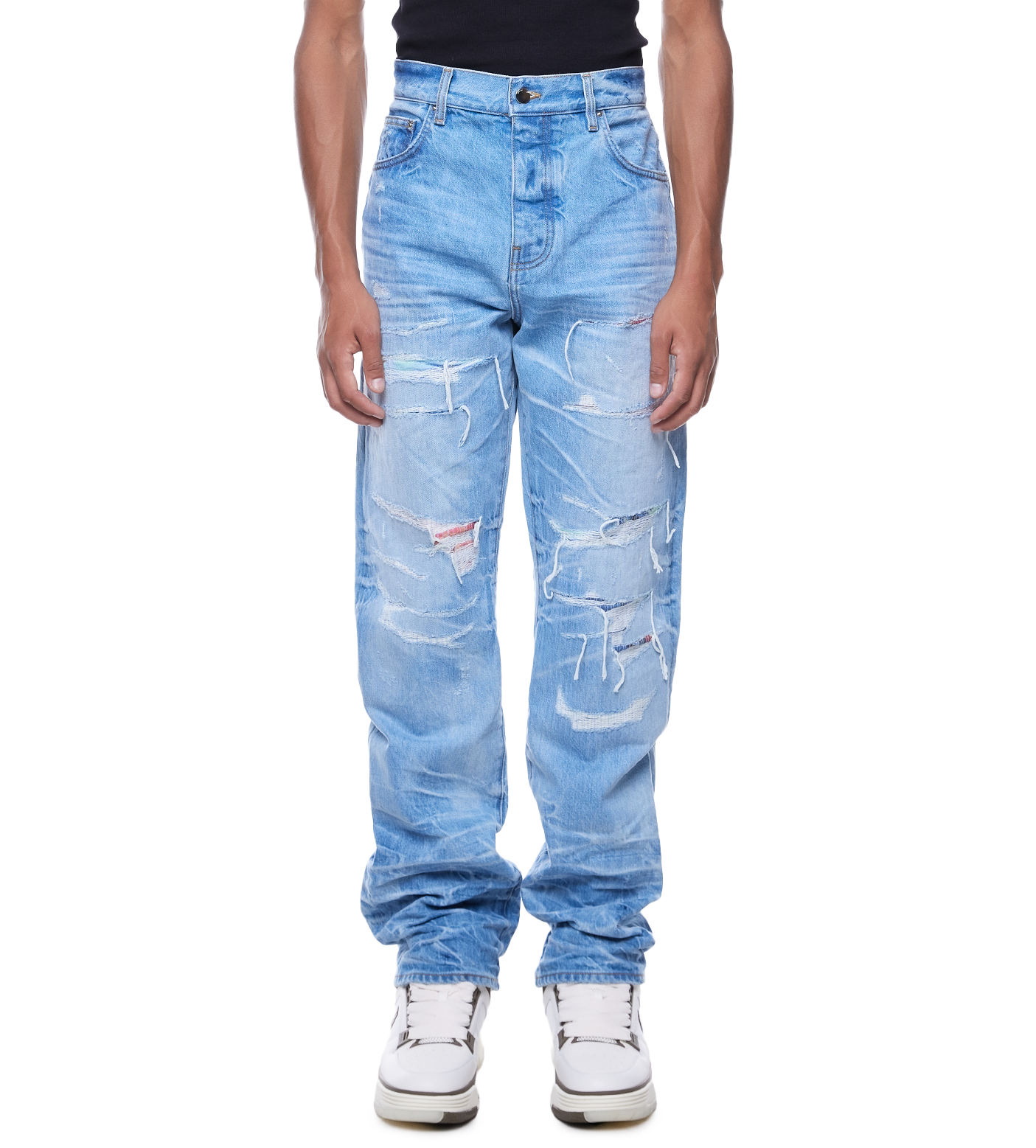 Distressed Lose-fit Jeans Faded Indigo