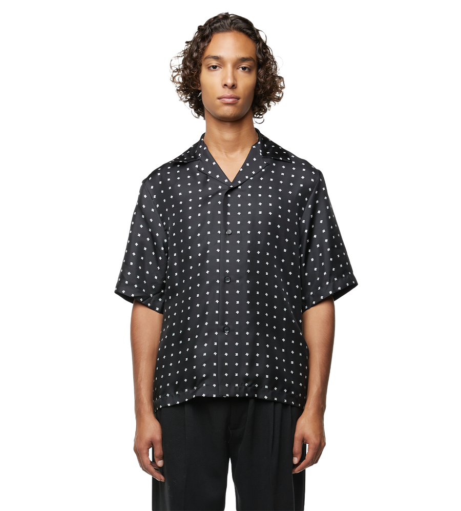 Mix-print Silk Shirt Black