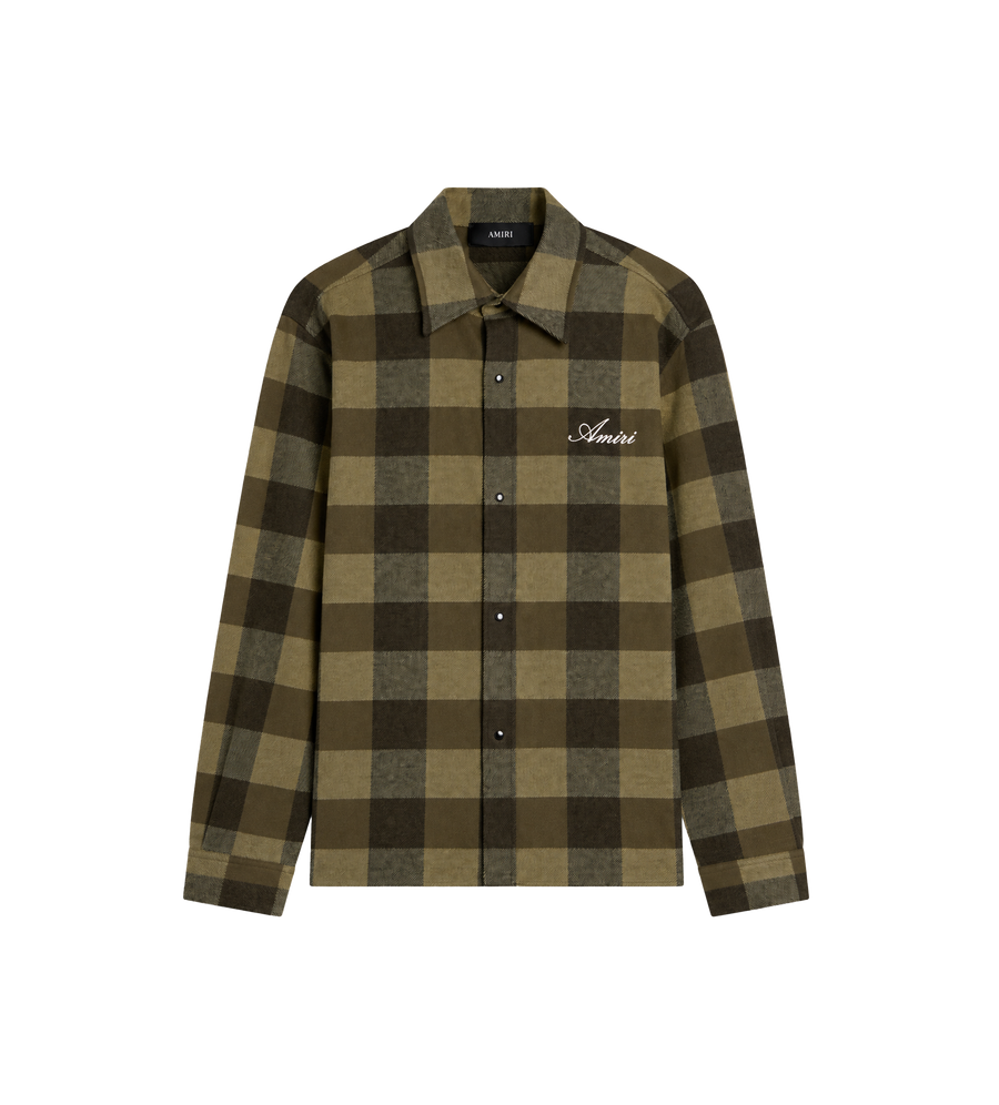 Heavy Flannel Check Shirt Deep Olive