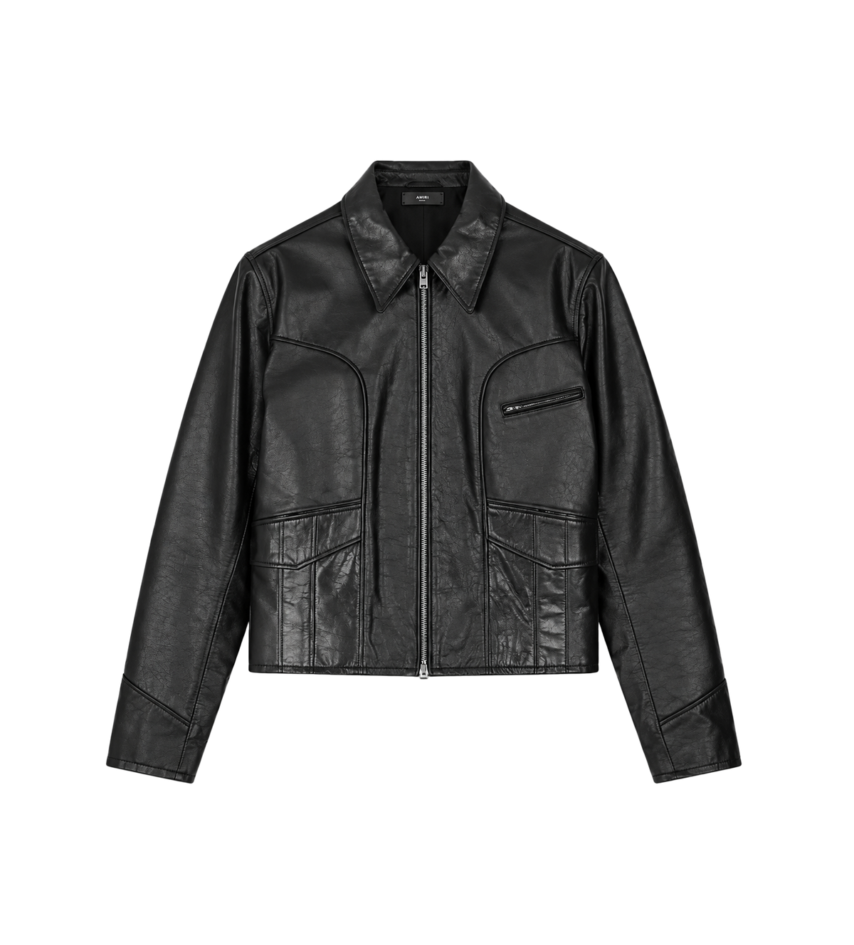 Hip Pocket Leather Jacket Black