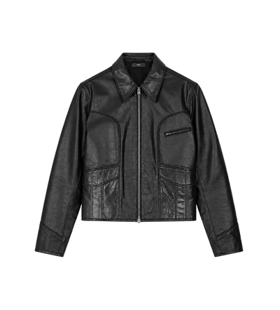 Hip Pocket Leather Jacket Black