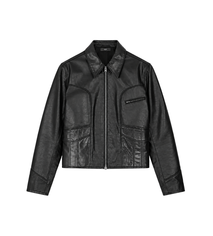 Hip Pocket Leather Jacket Black