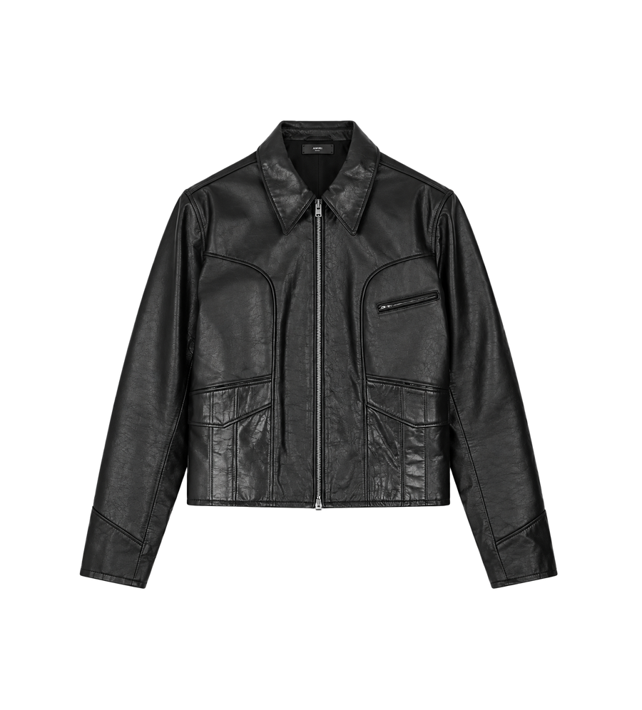 Hip Pocket Leather Jacket Black