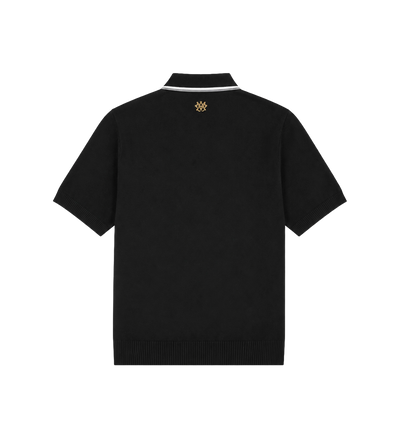 MA Panelled Knit Polo Shirt Black