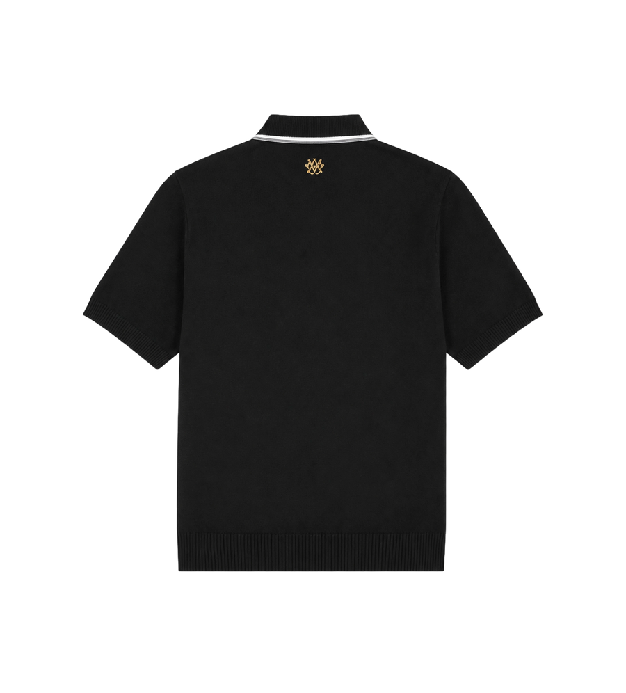 MA Panelled Knit Polo Shirt Black