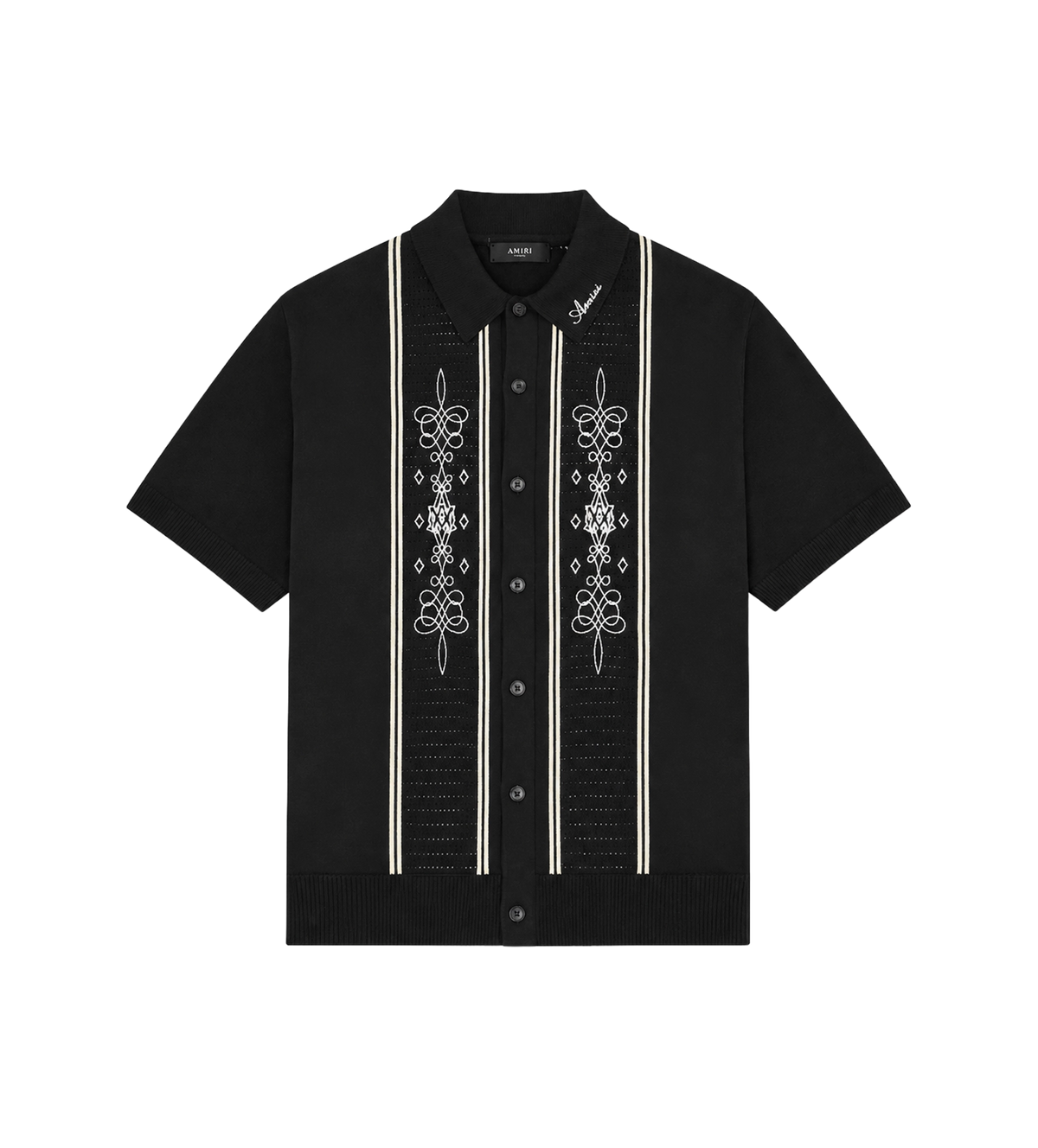 MA Panelled Knit Polo Shirt Black