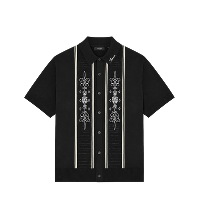 MA Panelled Knit Polo Shirt Black