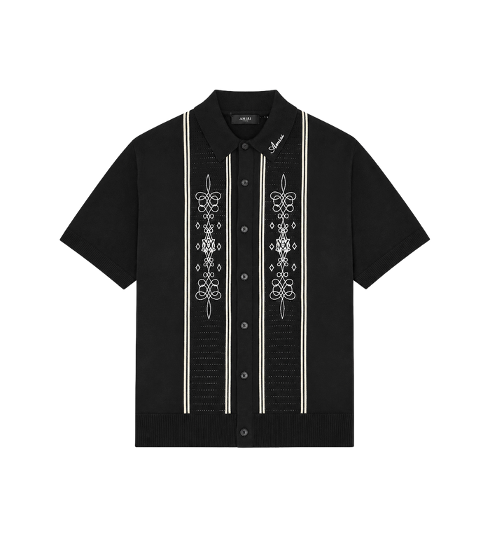 MA Panelled Knit Polo Shirt Black