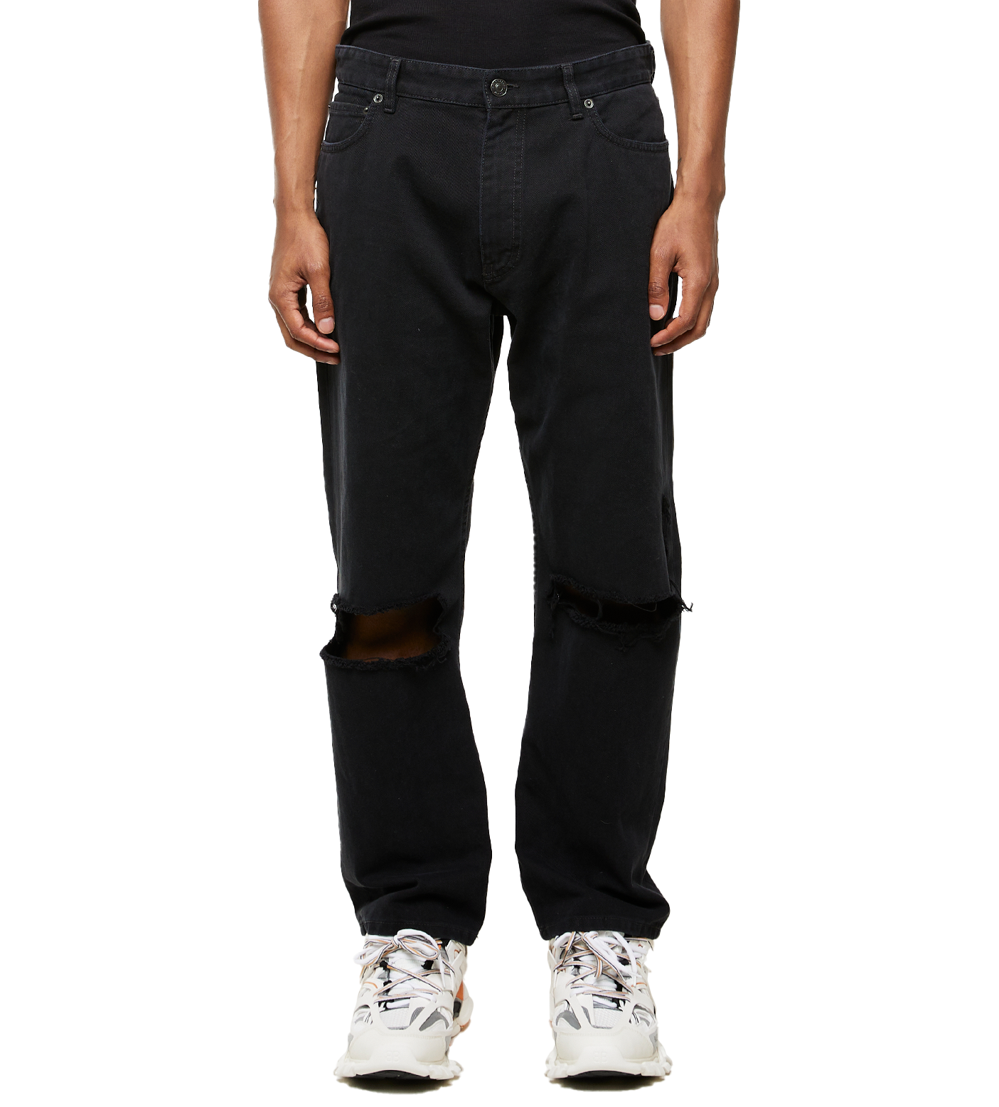 Buckle Busted Knee Jeans Black