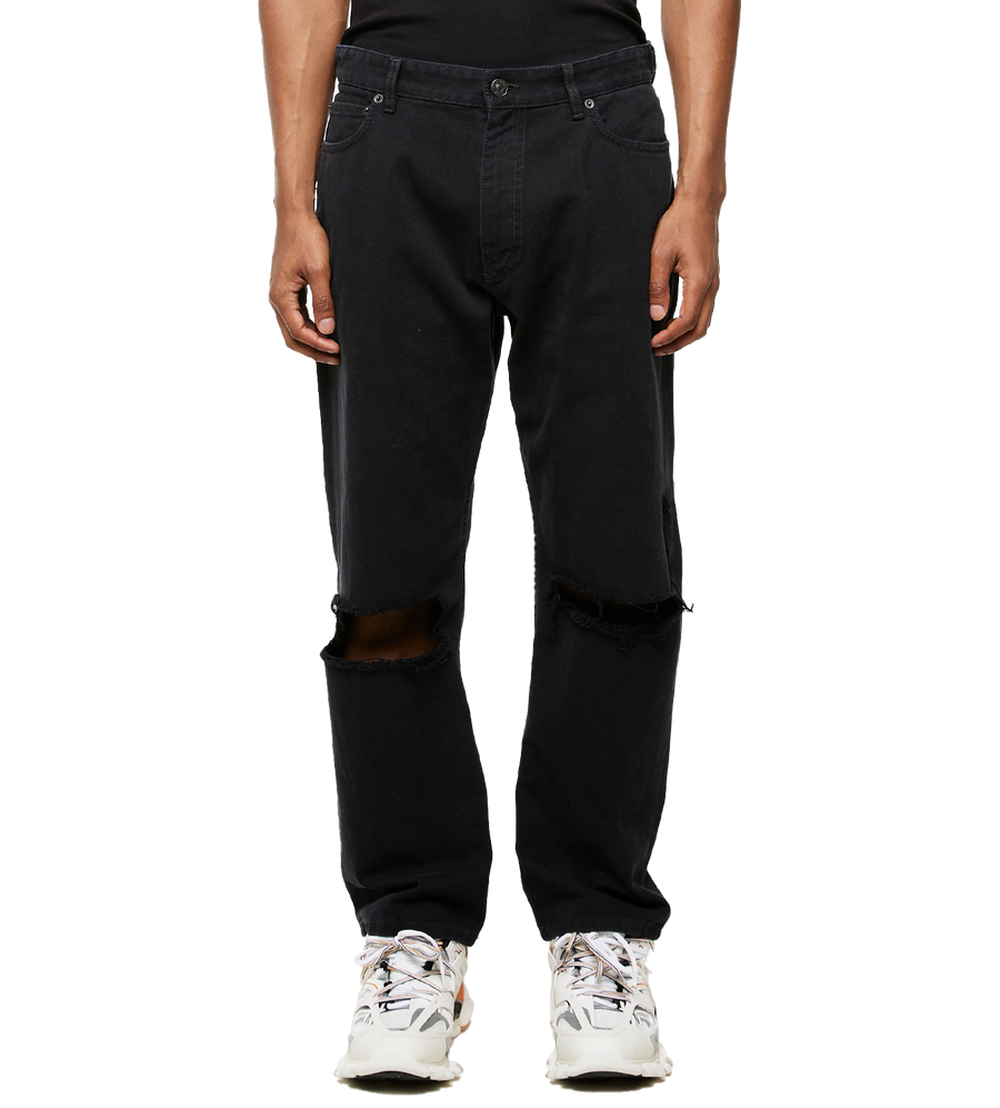 Buckle Busted Knee Jeans Black
