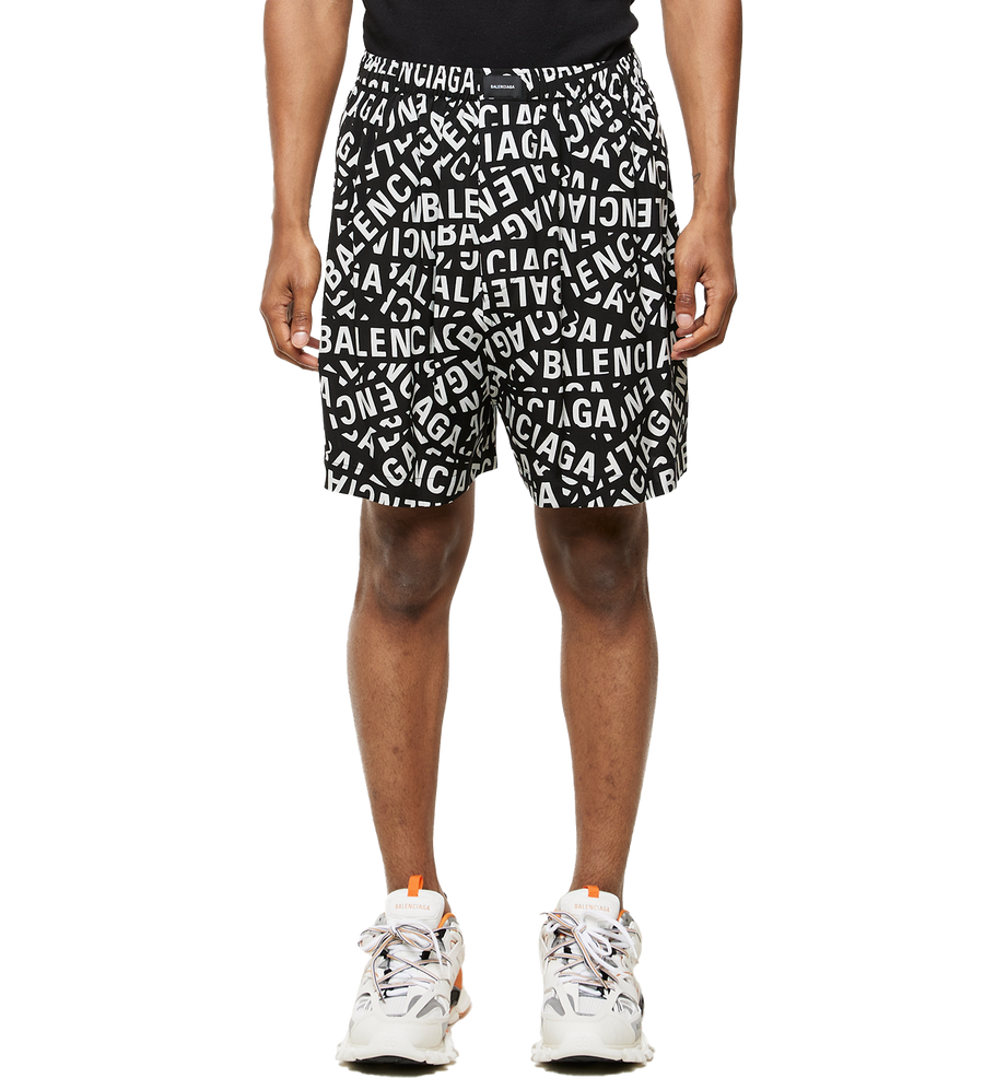 Logo Strips Pyjama Shorts Black