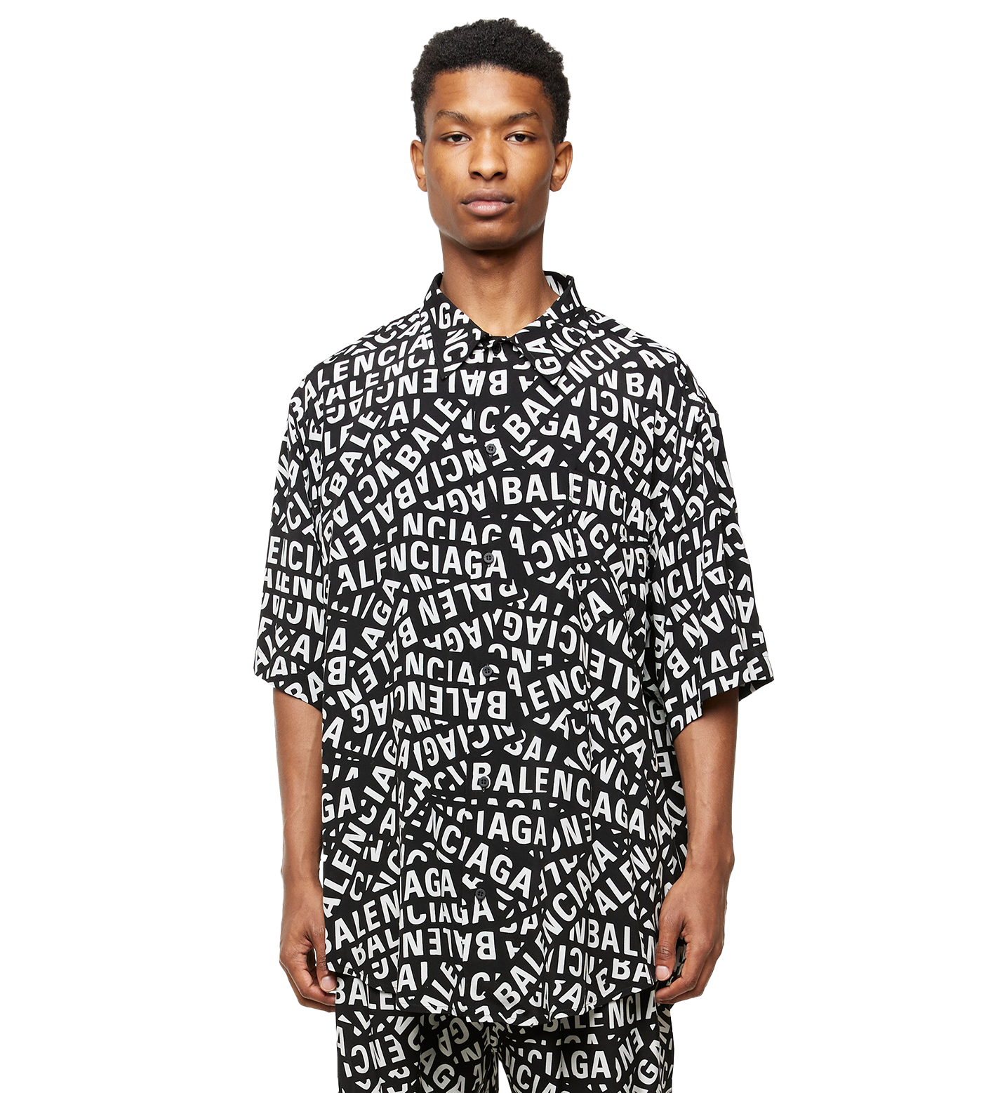 Logo Strips Shorts Sleeve Shirt Black