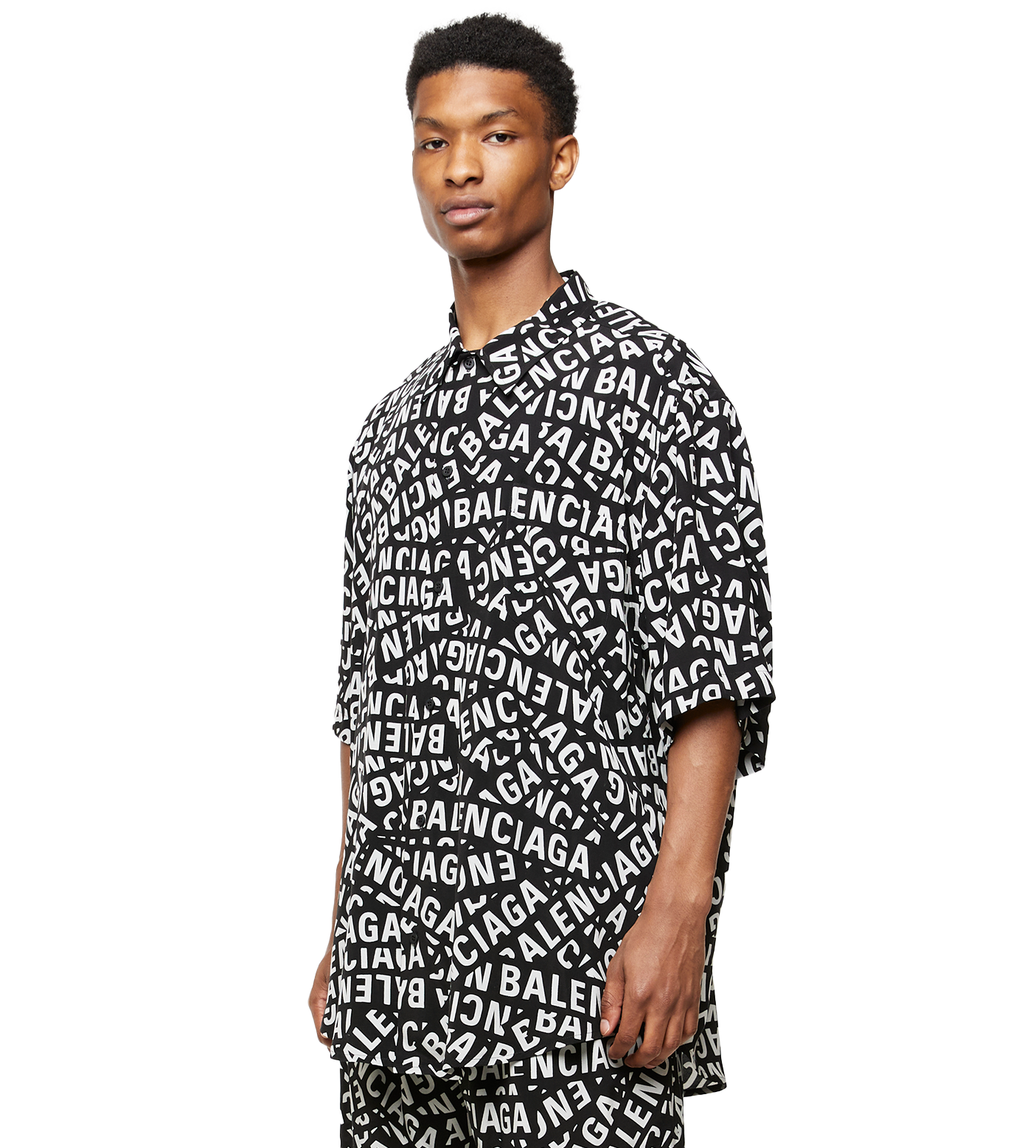 Logo Strips Shorts Sleeve Shirt Black
