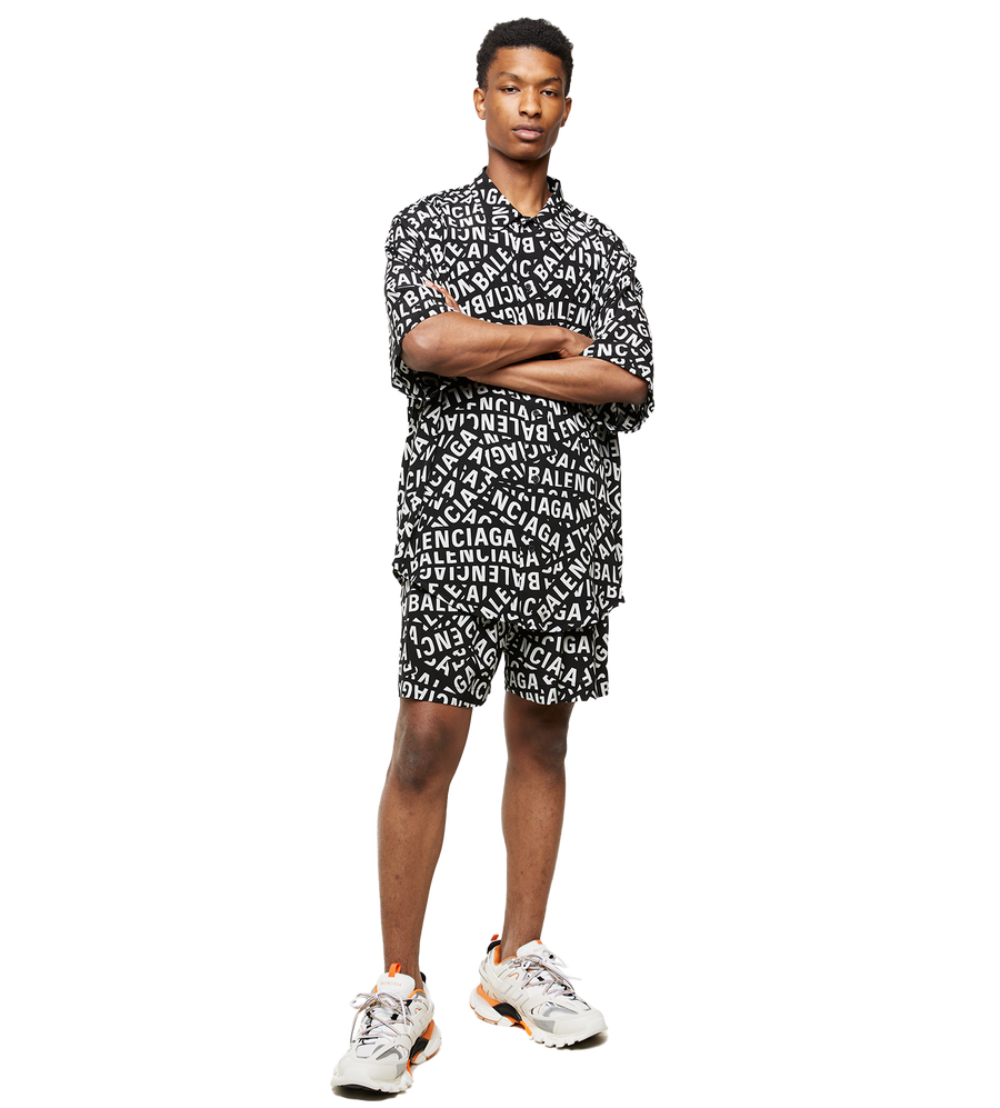 Logo Strips Pyjama Shorts Black