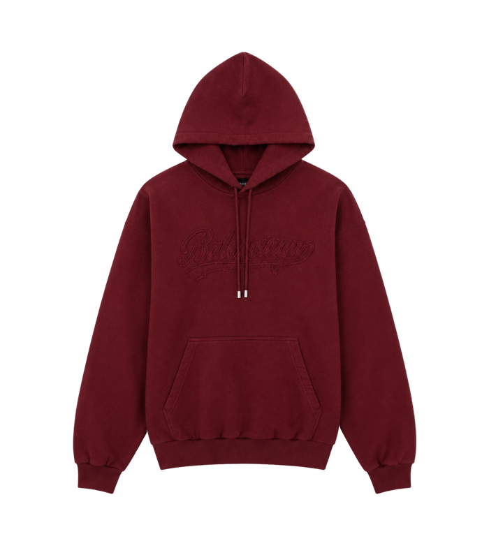 Logo Lettering Drawstring Hoodie Burgundy