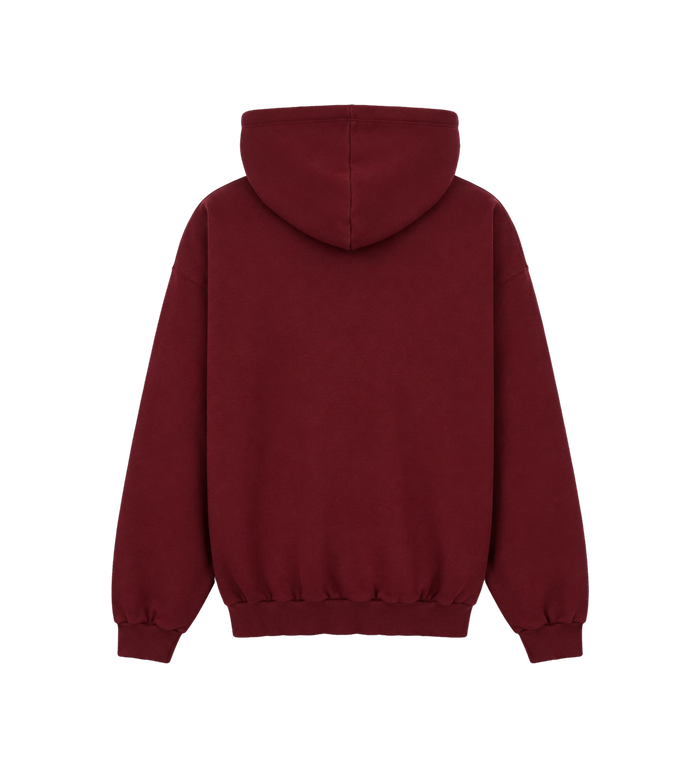 Logo Lettering Drawstring Hoodie Burgundy