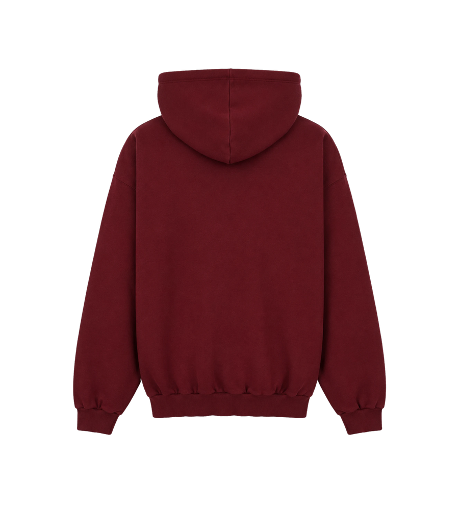 Logo Lettering Drawstring Hoodie Burgundy