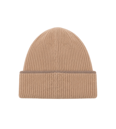 Ribbed Logo Beanie Beige