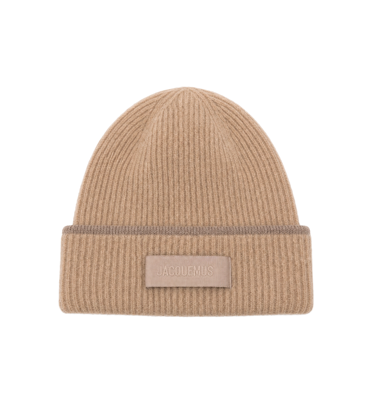 Ribbed Logo Beanie Beige